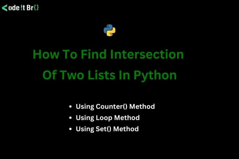 How To Find Intersection Of Two Lists In Python