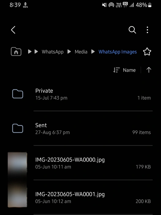 whatsapp images location on android