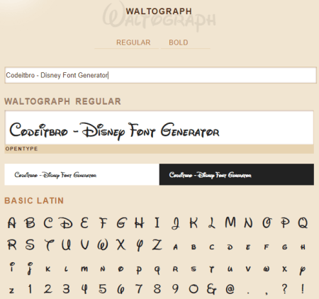 fontlibrary - disney text generator