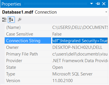 connection string of asp.net website database