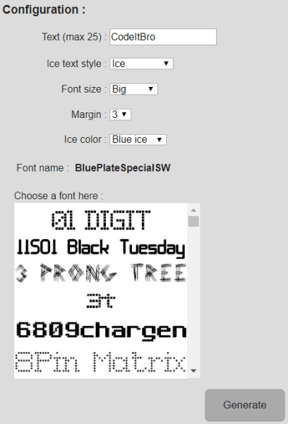 picture to people - frozen font generator