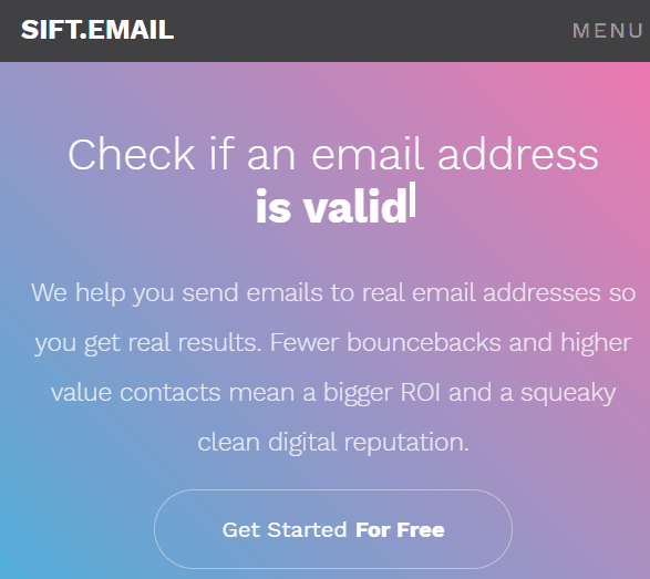 sift email - email validation