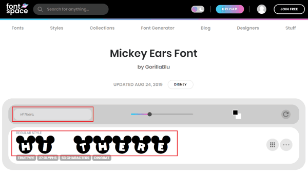 fontspace - mickey mouse font generator