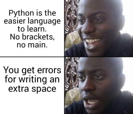 funny python programming meme 8 - python is easier to learn