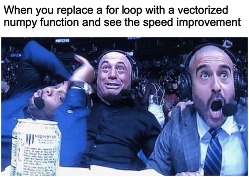 python meme 1 - replace for loop with numpy function