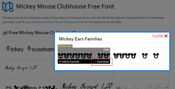 step 2 - mickey mouse font variants