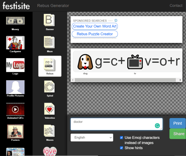 festisite - rebus puzzle maker