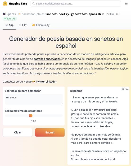hugging face - generate spanish sonnets