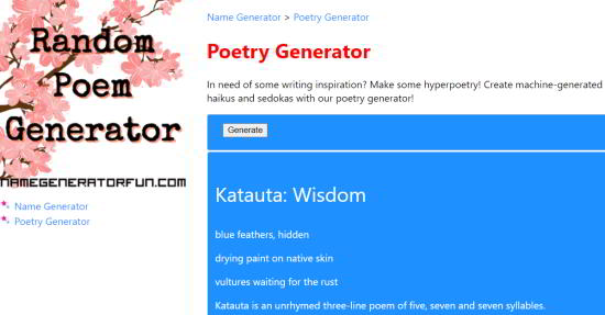 name generator fun - online haiku maker