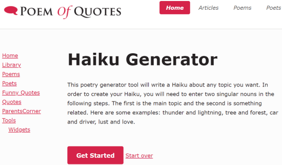 poem of quotes - online haiku generator