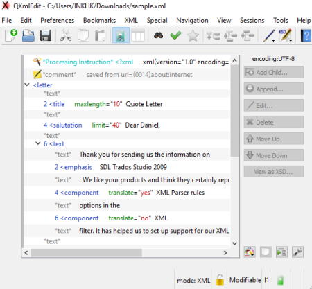 qxmledit - best xml viewer software for windows