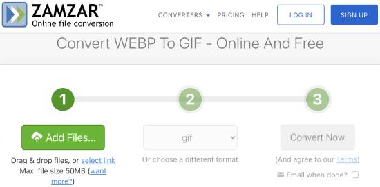 zamzar - webp to gif online converter