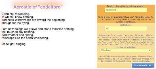 acrosticos - best name poem generator
