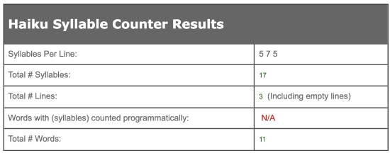 haiku syllable calculator