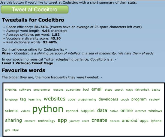 most tweeted words - tweettails