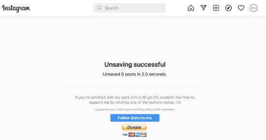 unsaving all insta posts at once