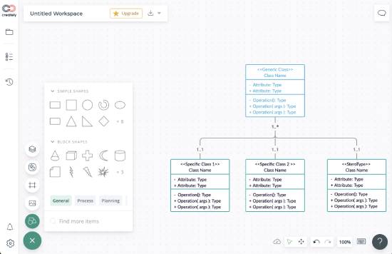 creately - draw class diagram online