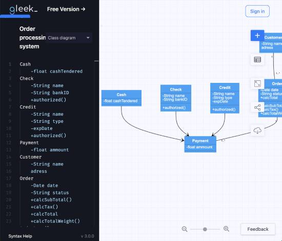 gleek - draw class uml diagram