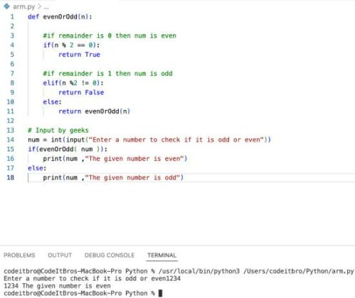 Python Program To Check If a Number is Odd or Even