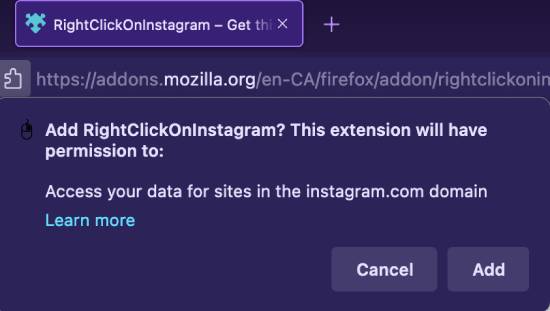 add firefox add - rightclickoninstagram