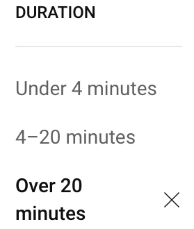 remove or change duration filter on youtube