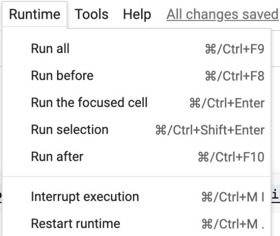 restart google colab runtime