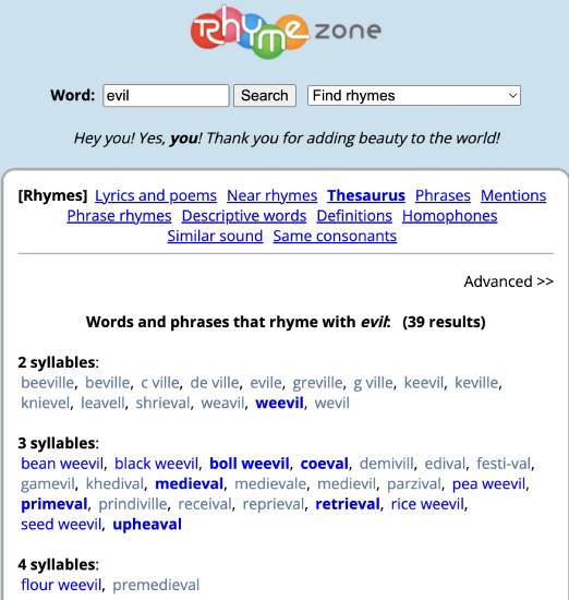 rhyme zone