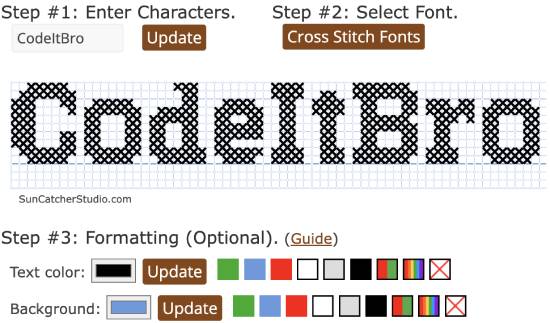 suncatcherstudio - cross stitch font generator