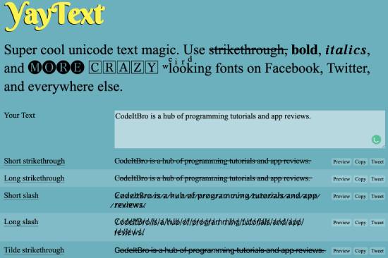 yaytext - linkedin font changer