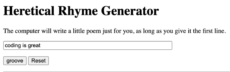 pangloss - rhyming poem generator