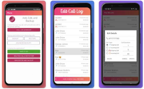 call log editor and backup