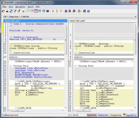 examdiff - document comparison software