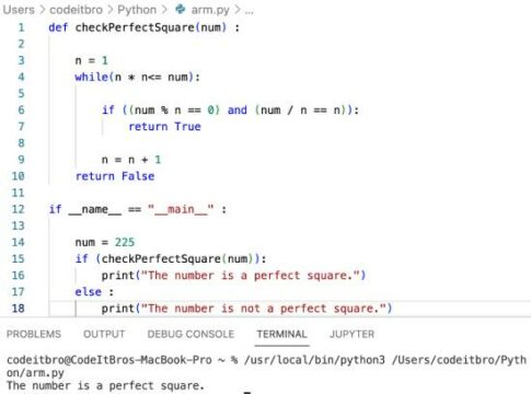 Python Program To Check If A Number Is Perfect Square