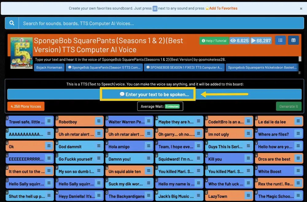 enter text to generate spongebob voice