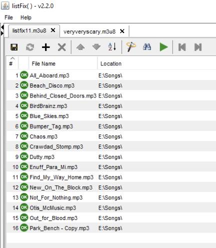 listfix - mp3 playlist creator
