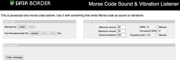 databorder morse code sound and vibration listener