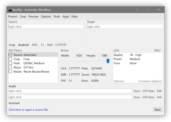 staxrip - ffmpeg windows gui