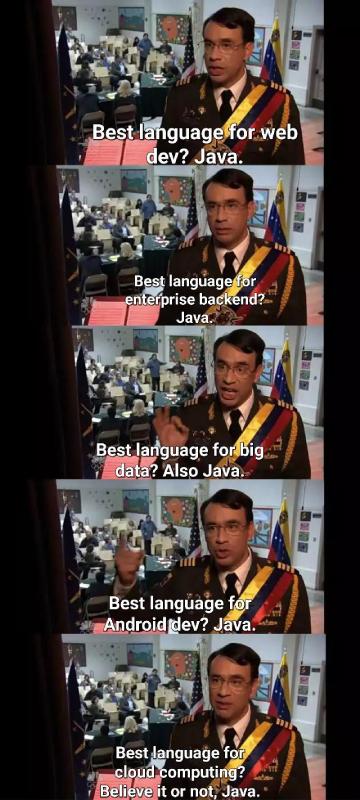 best language for web dev java programming meme