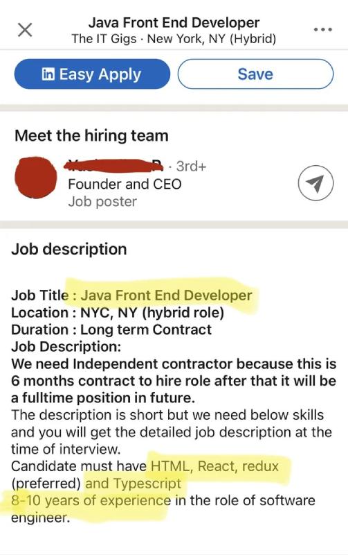 java front end developer