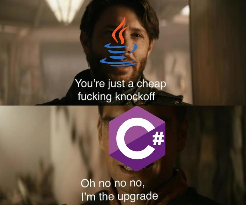 java vs c sharp - programming meme