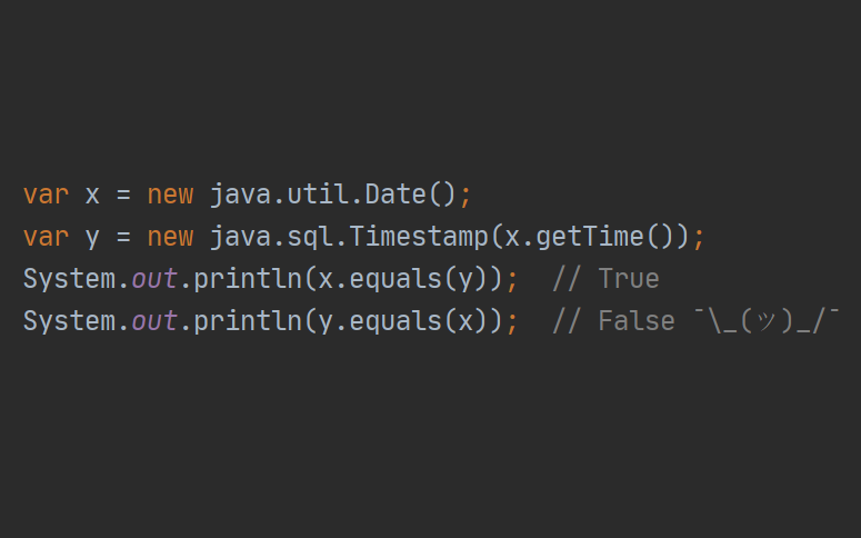 symmetry rule of equality - java programming meme