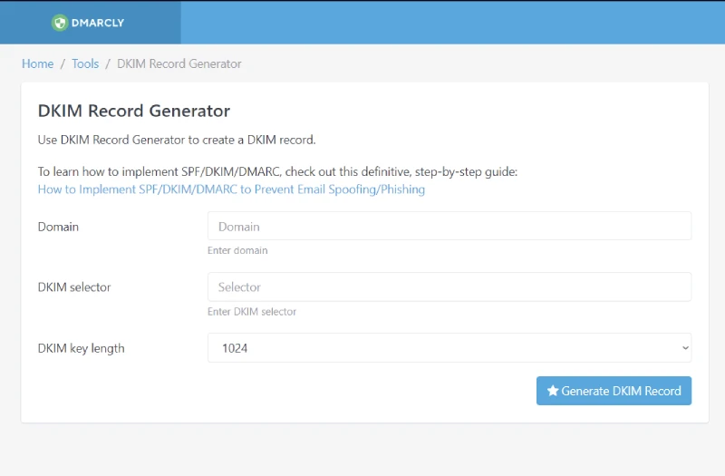dmarcly - online dkim record generator
