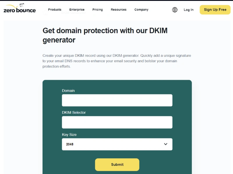 zerobounce - generate dkim records online