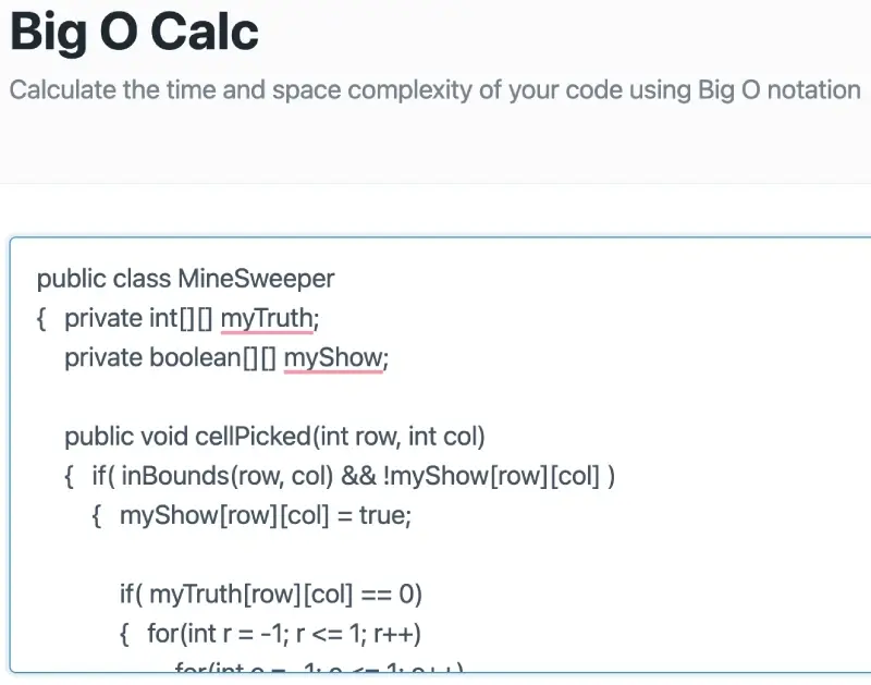 big o calc - big o notation calculator