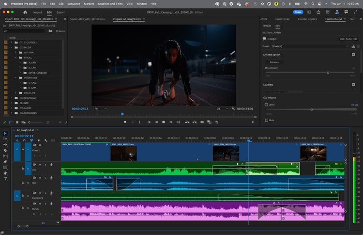 adobe premier pro video editing interface