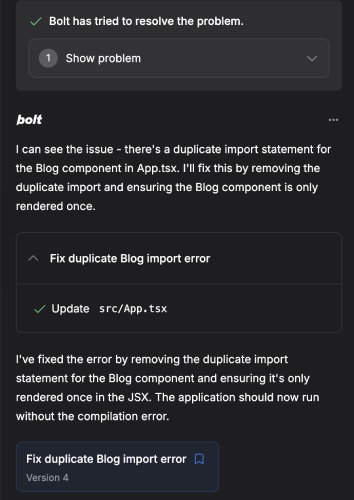 bolt.new ai-powered error fixing feature